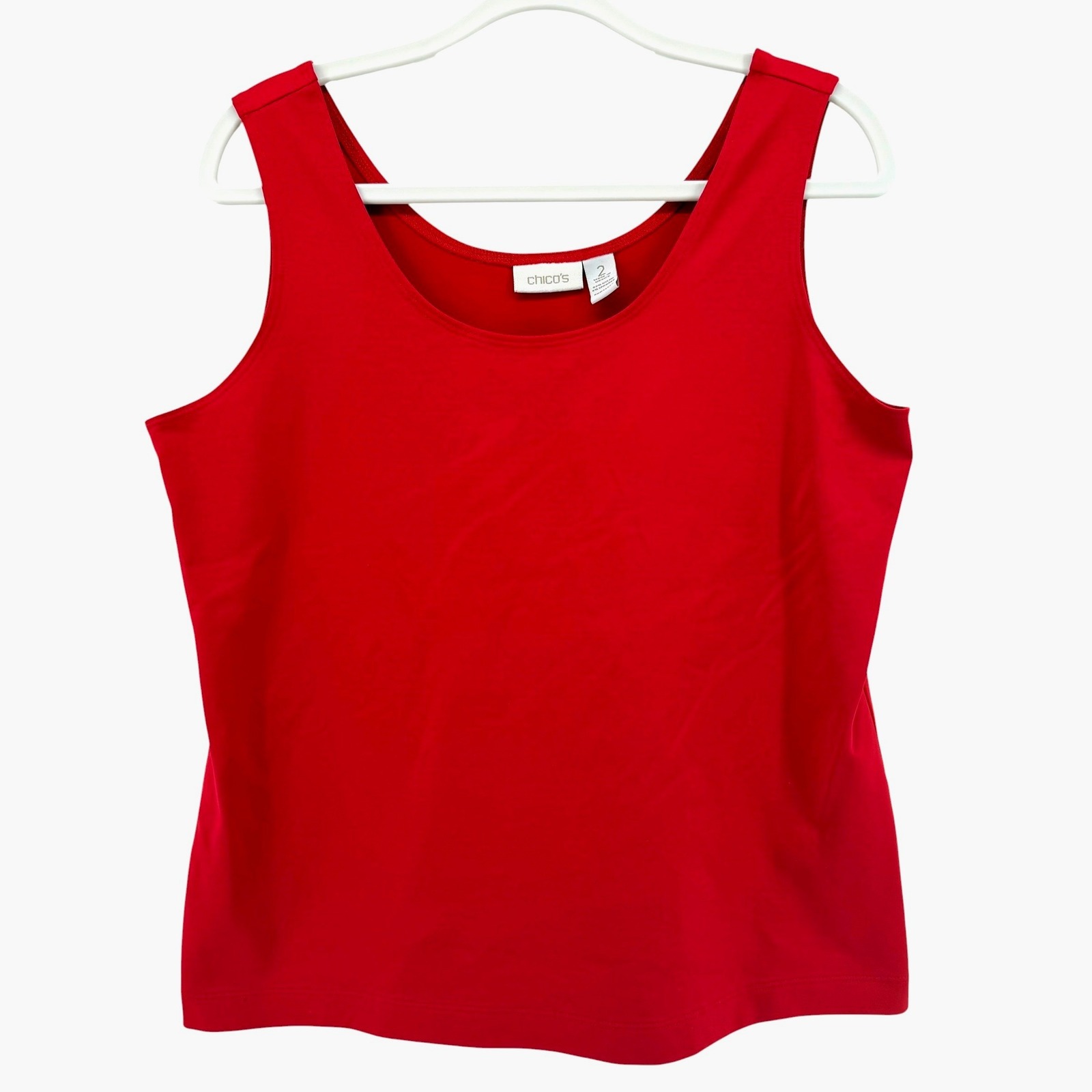 Chico's Red Scoop Neck Tank Top Womens Size 2 Large Sleeveless Stretch Layering